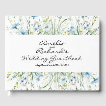 Waterverf Blauwe Wildbloemen Bruiloft