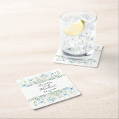 Waterverf Blauwe Wildbloemen Bruiloft Kartonnen Onderzetters (Insitu)