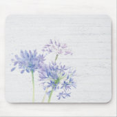 Waterverf Blauwe Wildbloemen op hout Muismat (Voorkant)