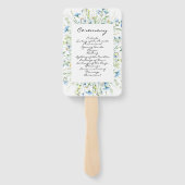 Waterverf Blauwe Wildbloemen Trouwprogramma Handwaaier (Achterkant)