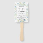 Waterverf Blauwe Wildbloemen Trouwprogramma Handwaaier (Voorkant)