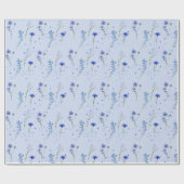 Waterverf Blauwe Wilde Bloem Bruiloft Cadeaupapier (Vlak)