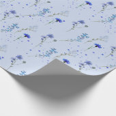 Waterverf Blauwe Wilde Bloem Bruiloft Cadeaupapier (Hoek)