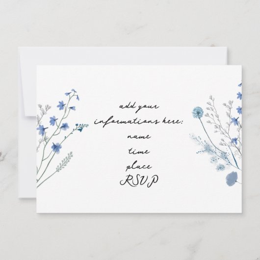 waterverf blauwe wilde bloemen overweging kaart (Achterkant)