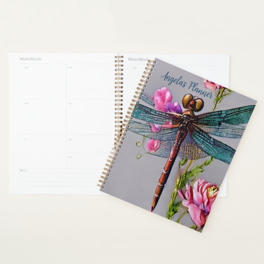 Waterverf Blauwe Wing Dragonfly Personaliseer Plan Planner (Display)