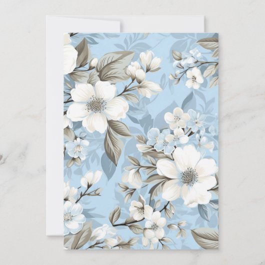 Waterverf Blauwe Winter Bloemen Esthetische bruilo Kaart (Achterkant)