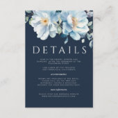 Waterverf Blauwe Winter Bloemen Huwelijk Informatiekaartje (Voorkant)