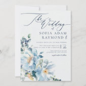 Waterverf Blauwe Winter bruiloft Kaart (Voorkant)