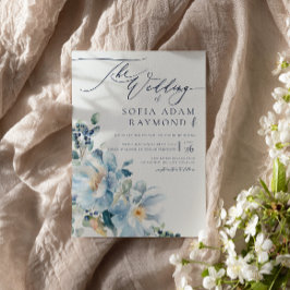 Waterverf Blauwe Winter bruiloft Kaart