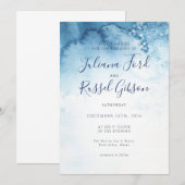 Waterverf Blauwe Winter Uitnodiging (Voorkant / Achterkant)
