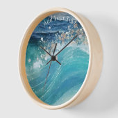 Waterverf Blauwe Witte Oceaan Wave Aangepaste Foto (Hoek)