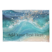 Waterverf Blauwe Witte Oceaan Wave Aangepaste Foto Kussensloop (Voorkant)