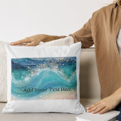 Waterverf Blauwe Witte Oceaan Wave Aangepaste Foto Kussensloop