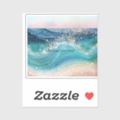 Waterverf Blauwe Witte Oceaan Wave Aangepaste Foto Sticker (Vel)