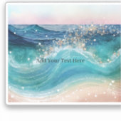 Waterverf Blauwe Witte Oceaan Wave Aangepaste Foto Sticker (Voorkant)