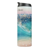 Waterverf Blauwe Witte Oceaan Wave Aangepaste Foto Thermosbeker (Geroteerd rechts)