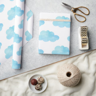 Waterverf Blauwe wolken Cadeaupapier