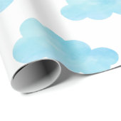 Waterverf Blauwe wolken Cadeaupapier (Rol Hoek)