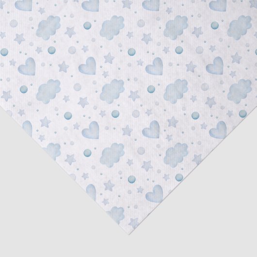 Waterverf Blauwe Wolken en Harten Tissuepapier (Detail)