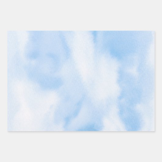 Waterverf Blauwe Wolken Inpakpapier Vel (Voorkant 2)