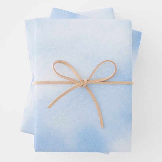 Waterverf Blauwe Wolken Inpakpapier Vel (In situ)