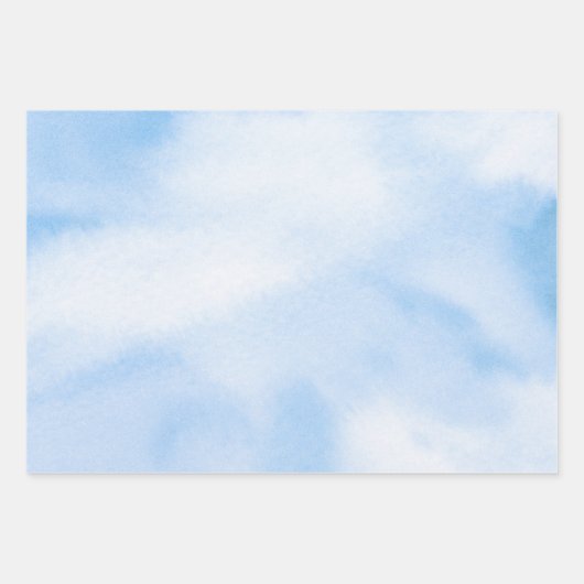 Waterverf Blauwe Wolken Inpakpapier Vel (Voorkant)