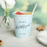Waterverf Blauwe x Gold Bat Mitzvah Papieren kopje Papieren Bekers<br><div class="desc">Deze witte en elegante vleermuis met mitzvah-papierbekertje is voorzien van een witte achtergrond met turkooisblauwe penseelstreken in waterverf en smeltkroezen. Pas het aan uw behoeften aan. Je kunt meer overeenkomende producten vinden in mijn winkel.</div>