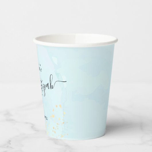 Waterverf Blauwe x Gold Bat Mitzvah Papieren kopje Papieren Bekers (Links)