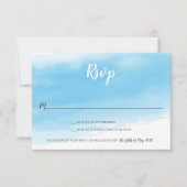 Waterverf Blauwe Zee Bruiloft RSVP Kaart (Voorkant)