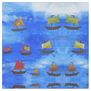 Waterverf blauwe Zee katoenweefsel met katoencompo Stof