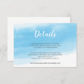 Waterverf Blauwe Zeekleur Bruiloft Detail Informatiekaartje (Voorkant / Achterkant)