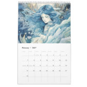 Waterverf Blauwe Zeemeermin Kalender (Feb 2027)