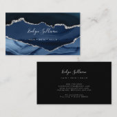 waterverf blauwe zilveraderen visitekaartje (Voorkant / Achterkant)