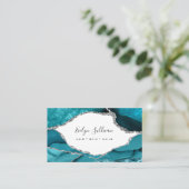 waterverf blauwgroen agate visitekaartje (Staand voorkant)