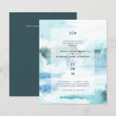 Waterverf Blauwgroen Aqua Beach Wedding Invites (Voorkant / Achterkant)