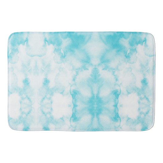 Waterverf blauwgroen blauw abstract patroon badmat (Voorkant)
