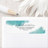 Waterverf Blauwgroen Blauw Abstract Terugkeeradres Etiket (Insitu)