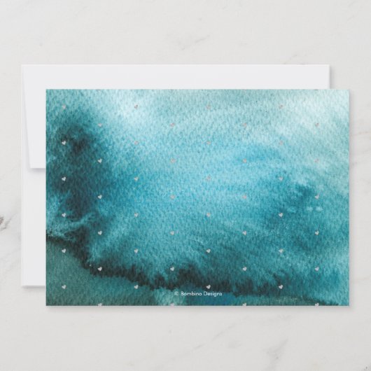 Waterverf Blauwgroen Blauw+Faux Silver Rehearings  Kaart (Achterkant)