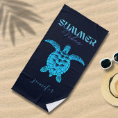 Waterverf Blauwgroen Blauw Zee Schildpad Gepersona Strandlaken