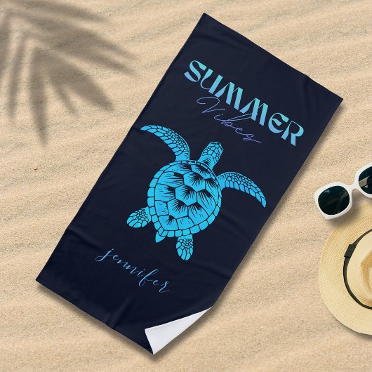 Waterverf Blauwgroen Blauw Zee Schildpad Gepersona Strandlaken