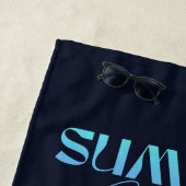 Waterverf Blauwgroen Blauw Zee Schildpad Gepersona Strandlaken (In situ)