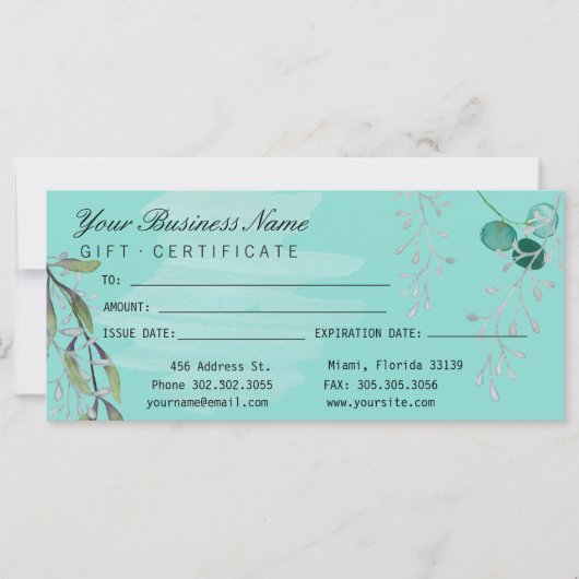 Waterverf Blauwgroen Blauwe Eucalyptus Salon (Voorkant)