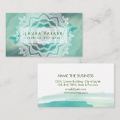 Waterverf Blauwgroen Blauwe Splatter Abstracte Man Visitekaartje (Voorkant / Achterkant)