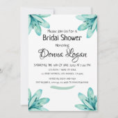 Waterverf Blauwgroen Bloemen Gepersonaliseerd Vrij Kaart (Voorkant)