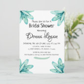 Waterverf Blauwgroen Bloemen Gepersonaliseerd Vrij Kaart (Staand voorkant)