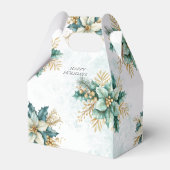 Waterverf Blauwgroen Bloemen Kerstvakantie Cadeaub Bedankdoosjes (Achterkant)