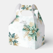 Waterverf Blauwgroen Bloemen Kerstvakantie Cadeaub Bedankdoosjes (Voorkant Zijde)