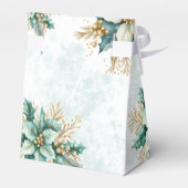 Waterverf Blauwgroen Bloemen Kerstvakantie Cadeaub Bedankdoosjes (Achterkant)