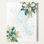 Waterverf Blauwgroen Bloemen Kerstvakantie Planner (Achterkant)
