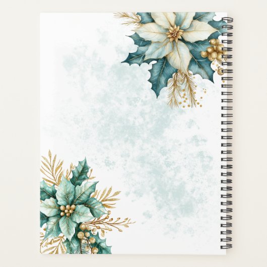 Waterverf Blauwgroen Bloemen Kerstvakantie Planner (Achterkant)